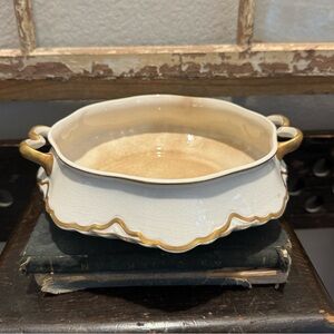 Vintage stained and crazed vegetable taureen